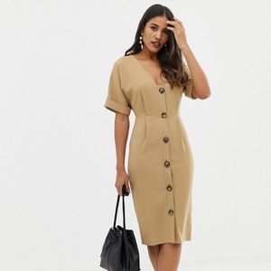 ASOS DESIGN button through midi dress